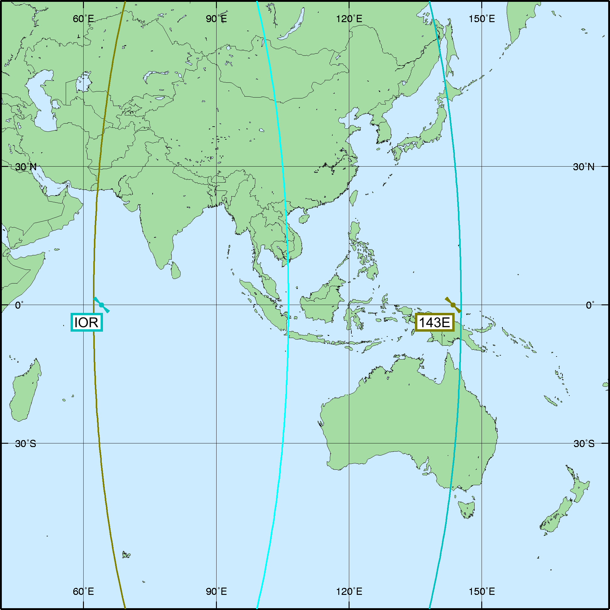 Map of beams available in Far East